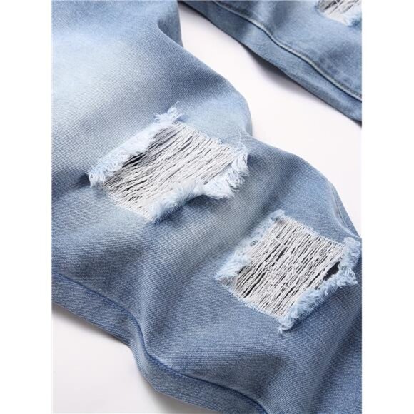 NWT Men's Light Wash Distressed Star Print Jeans - Picture 6 of 9